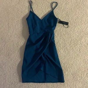 Lulu’s teal bodycon wrap dress